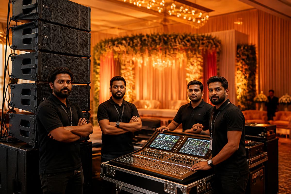 Shyam Sound Services team with professional audio equipment